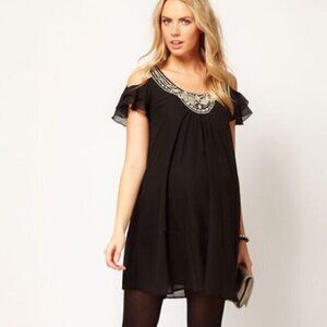 NWT ASOS Maternity Dress With Cut Out Shoulder And Embellishments Size 4